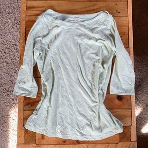 Woolrich Knit Popover Soft Striped 3/4 Sleeve Blouse XL